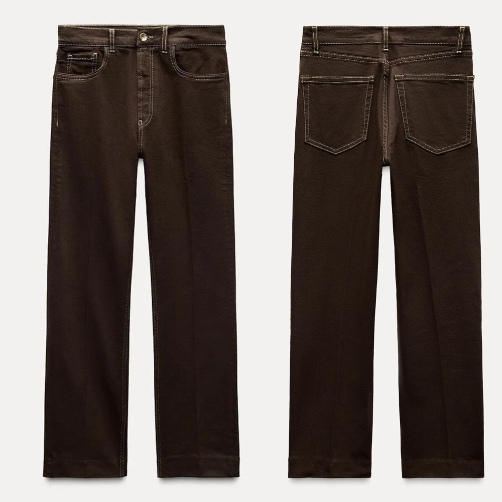 Zara Dark Brown Cropped Jeans